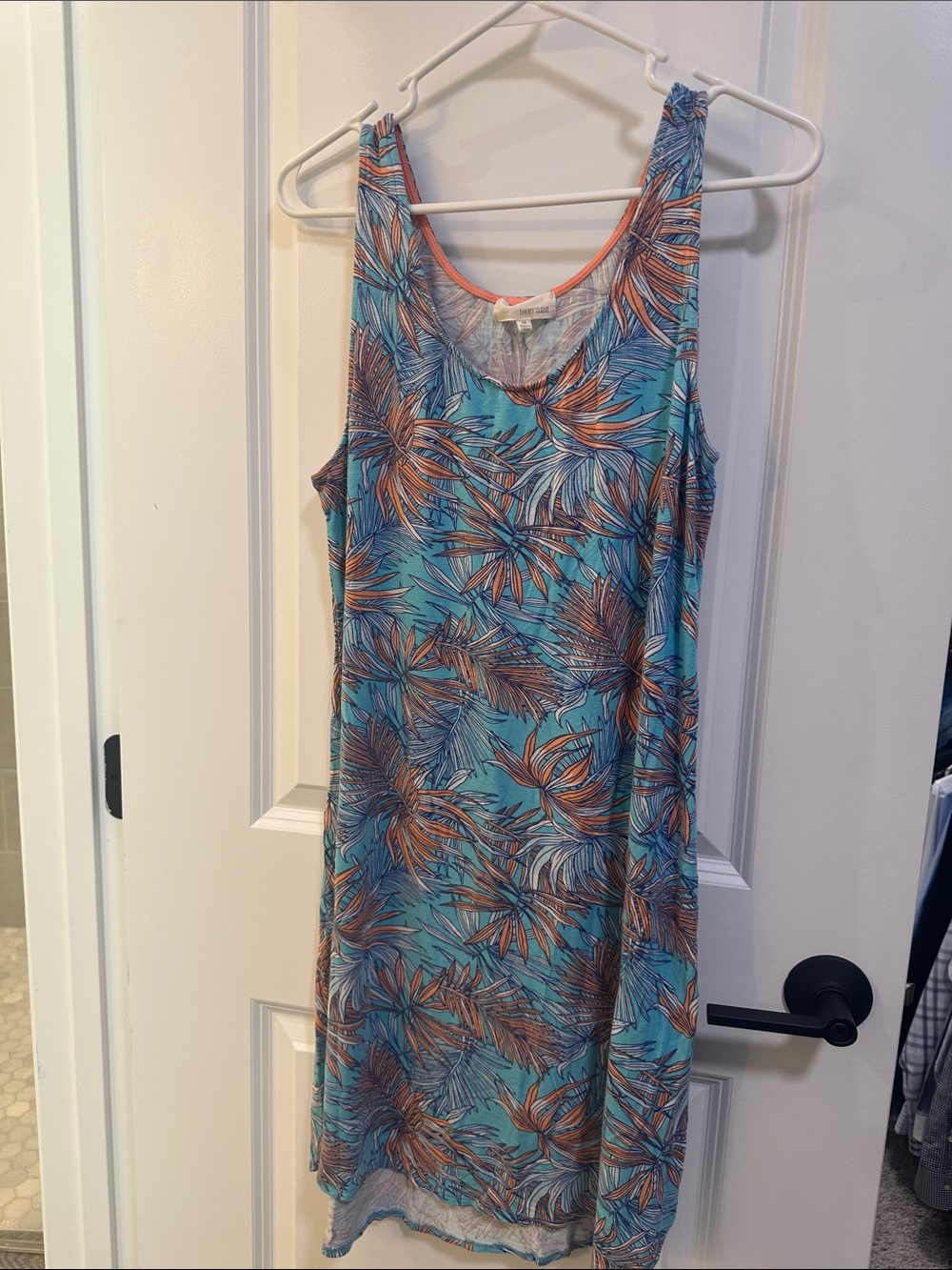 Lightweight Teal and Orange Tropical Swim Cover-Up Dress